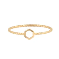 انگشتر طلا 18 عیار زنانه بان گالری مدل طنابی هگزا توخالی