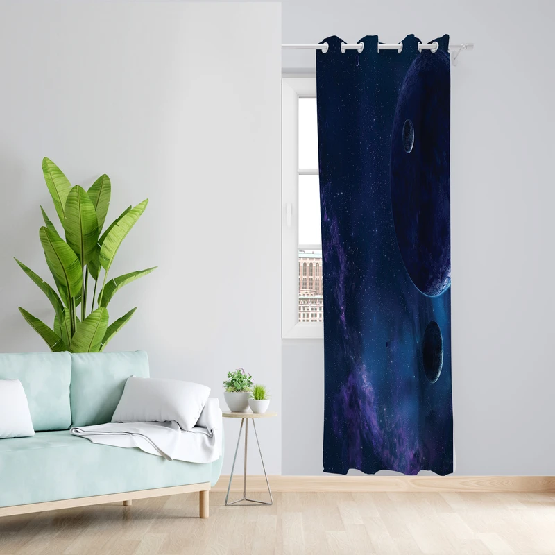 پرده طرح کهکشان مدل مخمل پانچی کد 2317 z سایز 140x200 سانتی متر