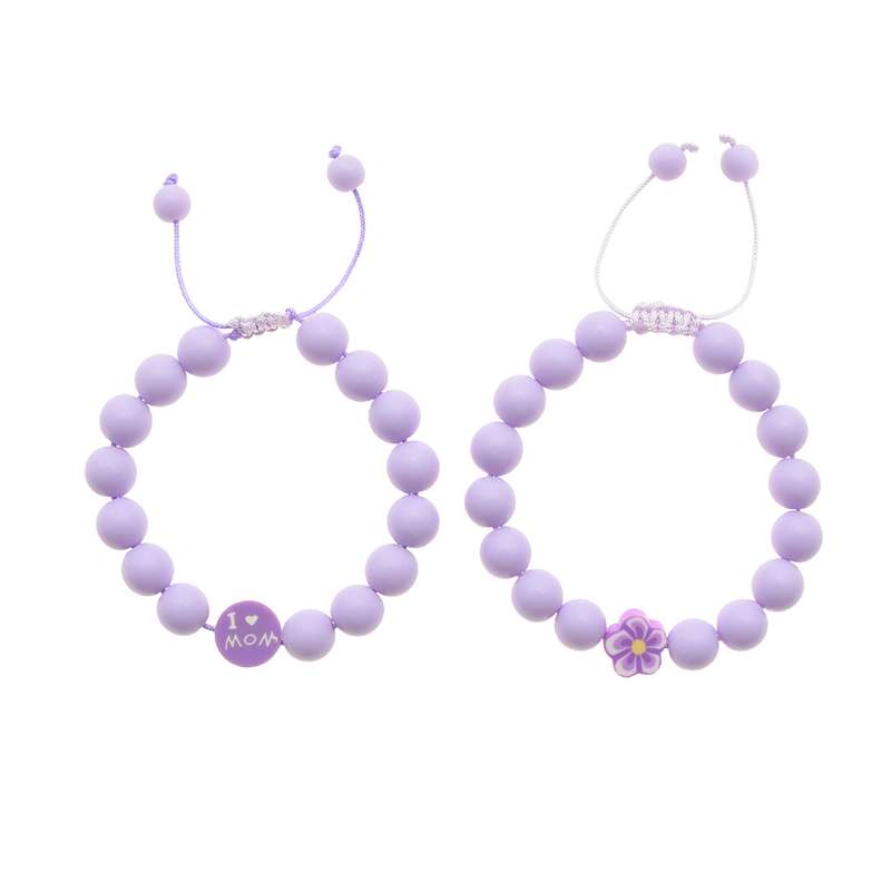 دستبند دخترانه دلنار گالری مدل I Love Mom بسته 2 عددی