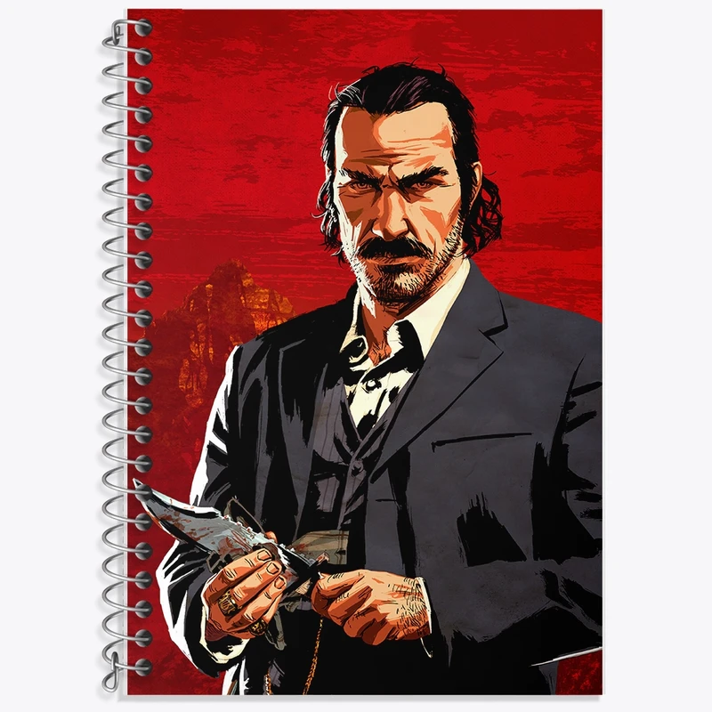 دفتر زبان 50 برگ خندالو مدل دو خط طرح بازی رد دد (Read dead) کد F743