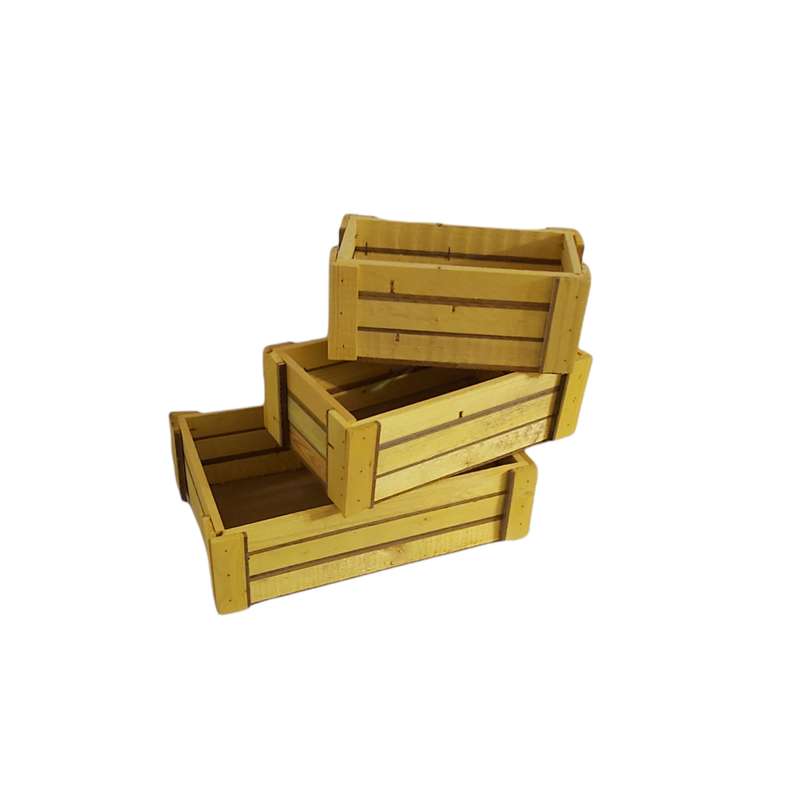 باکس گل مصنوعی مدل مستطیلی چوبی مجموعه 3 عددی