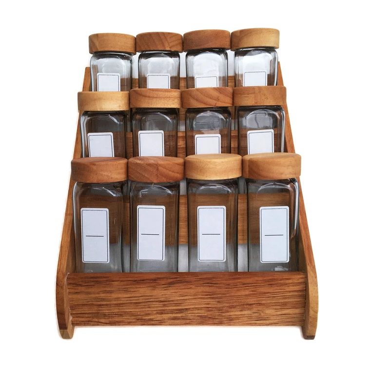 ست جا ادویه 12 پارچه مدل RUBBERWOOD-12 به همراه استند