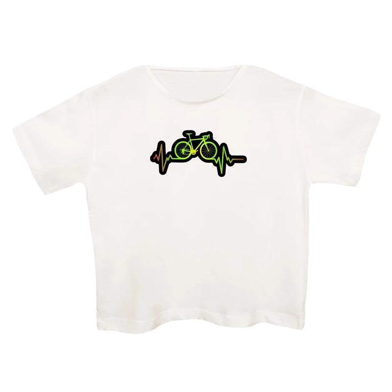 کراپ‌تی شرت آستین کوتاه زنانه مدل دوچرخه کد 6