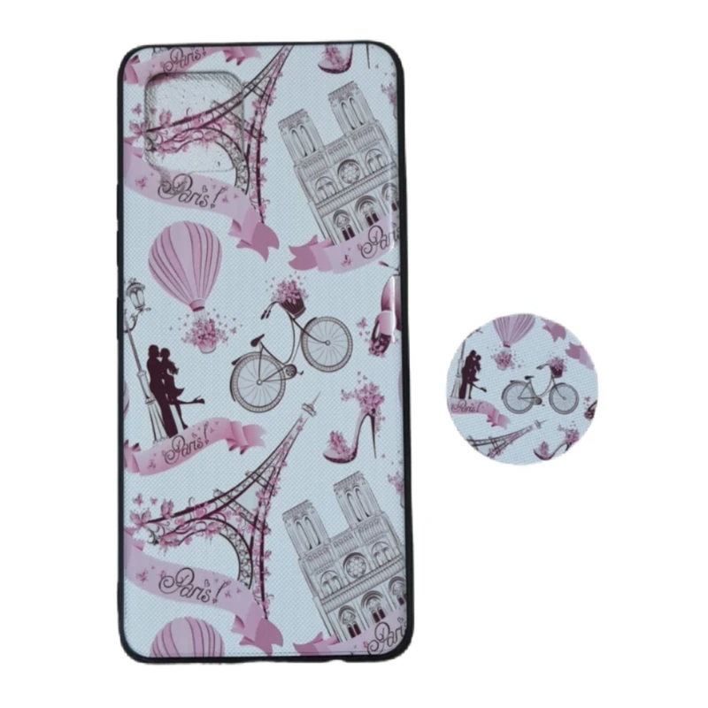 کاور مدل دخترانه طرح ایفل کد 456 مناسب برای گوشی موبایل سامسونگ Galaxy A42 به همراه پاپ سوکت