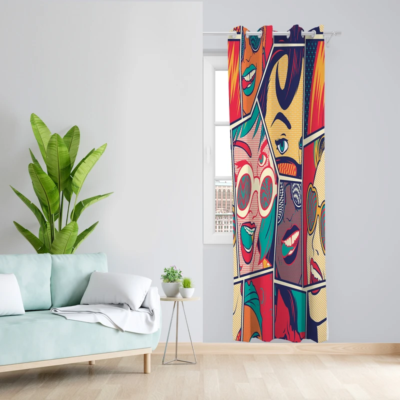 پرده طرح گرافیکی مدل مخمل پانچی کد 2718 z سایز 140x200 سانتی متر