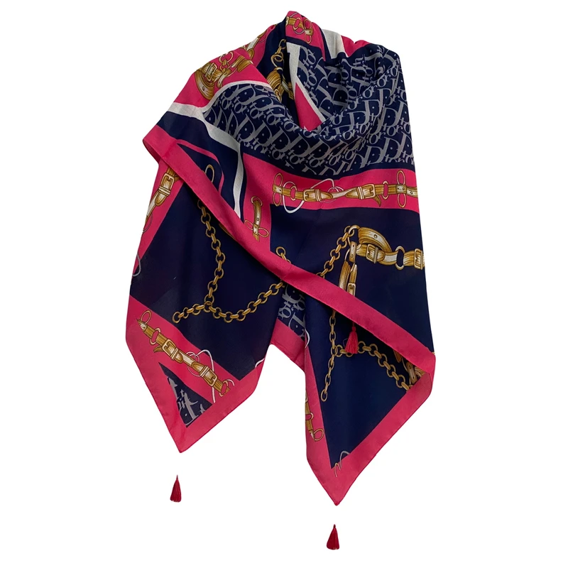 روسری زنانه مدل نخ پنبه پاییزه منگوله دار کد SIA1