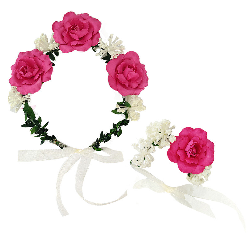 تاج مو دخترانه مدل رز کد 03 به همراه دستبند