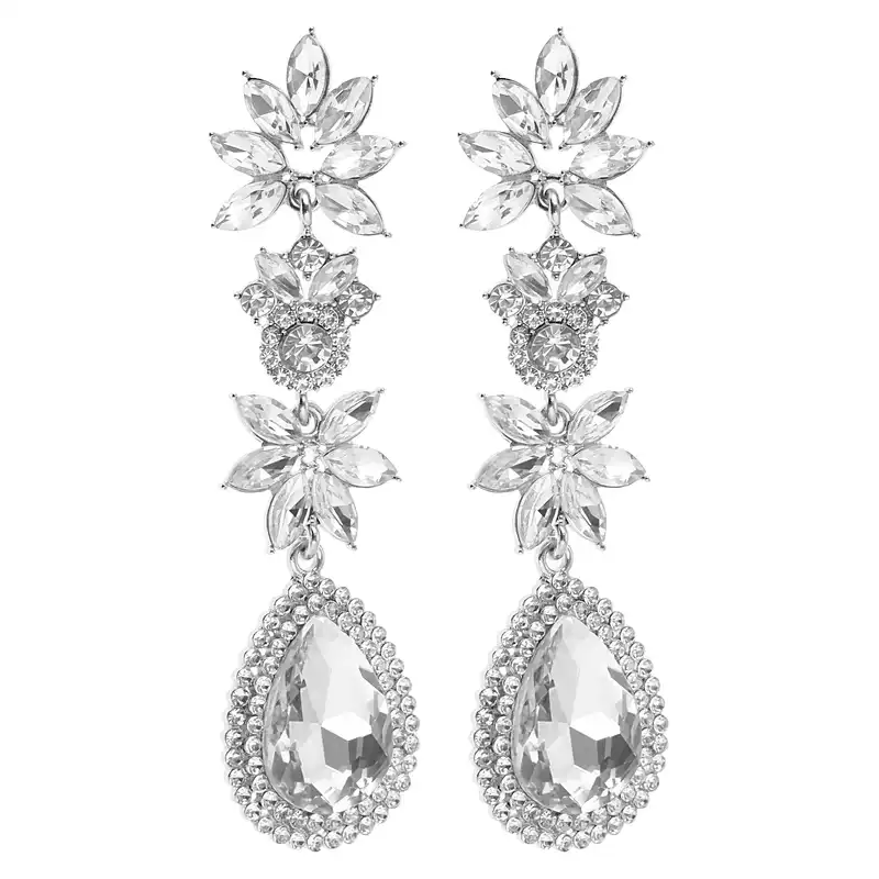 گوشواره زنانه مدل جواهری مجلسی تمام سنگ کد 848756