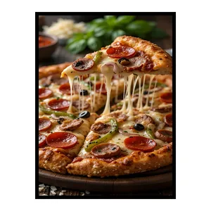 تابلو نوری بکلیت طرح غذا و رستوران فست فود پیتزا مدل B-bu7441 فریم مشکی