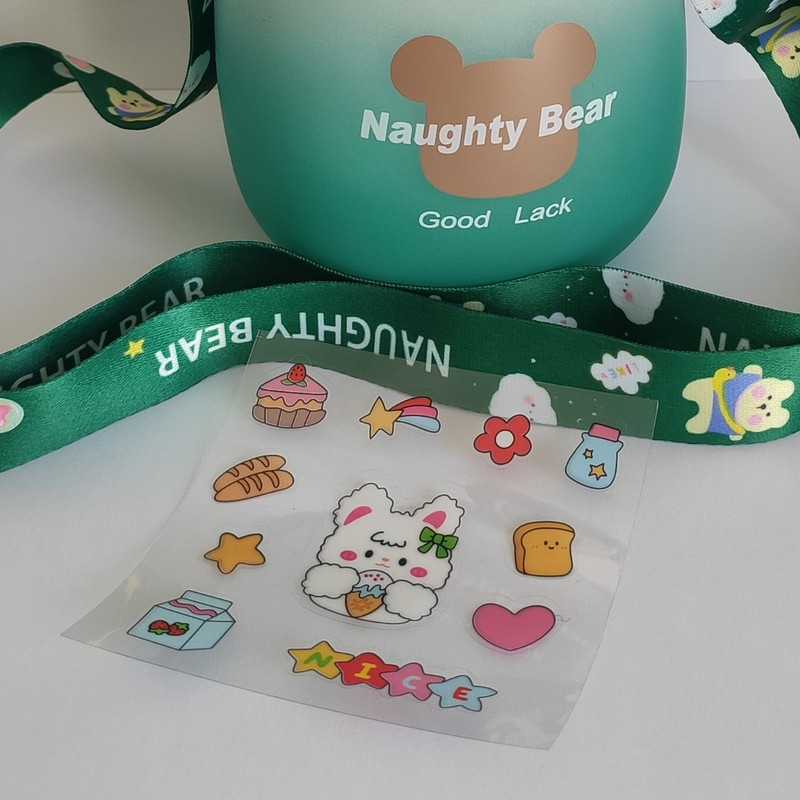 قمقمه کودک مدل نی دار طرح خرس کلاه دار ظرفیت 0.5 لیتر