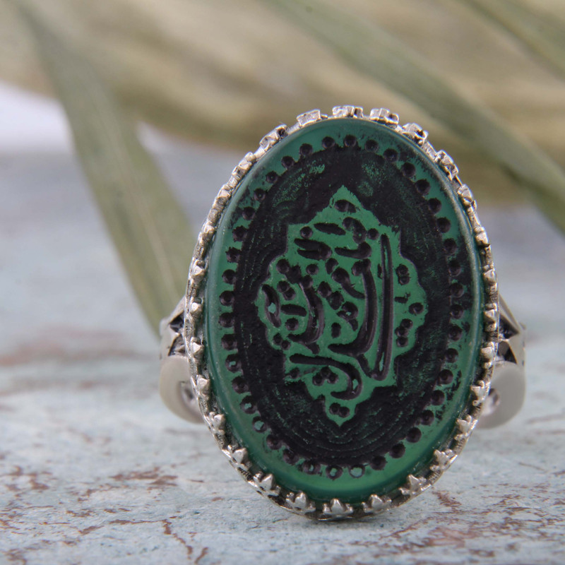 انگشتر نقره مردانه بازرگانی میلادی مدل رکاب سیلندری عقیق خطاطی کد AM_4195