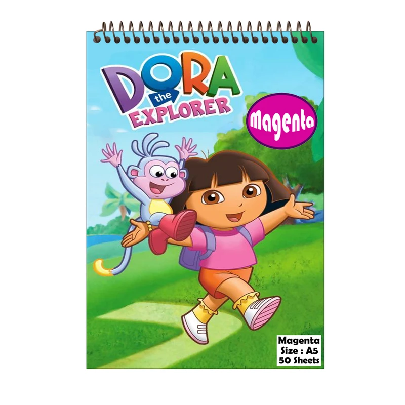 دفتر نقاشی 50 برگ مجنتا طرح دورا کد 0060