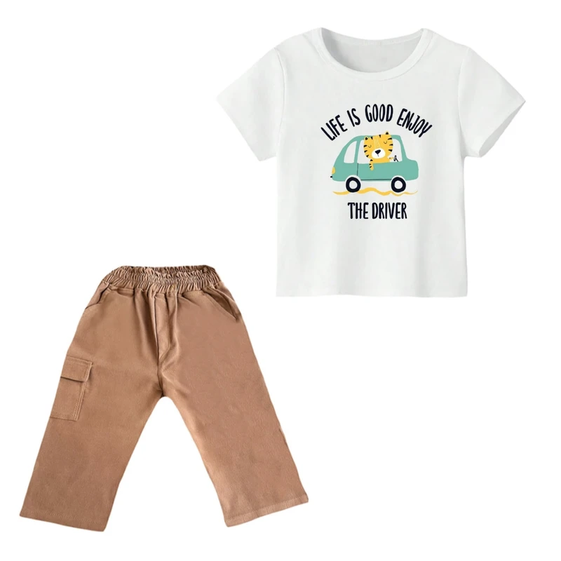 ست تی شرت و شلوارک پسرانه مدل ببر کد ۲۵