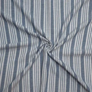 پارچه لباس عرض 1.5 متر مدل شانتون لنین اندونزی راه راه کد02 رنگ آبی تیره