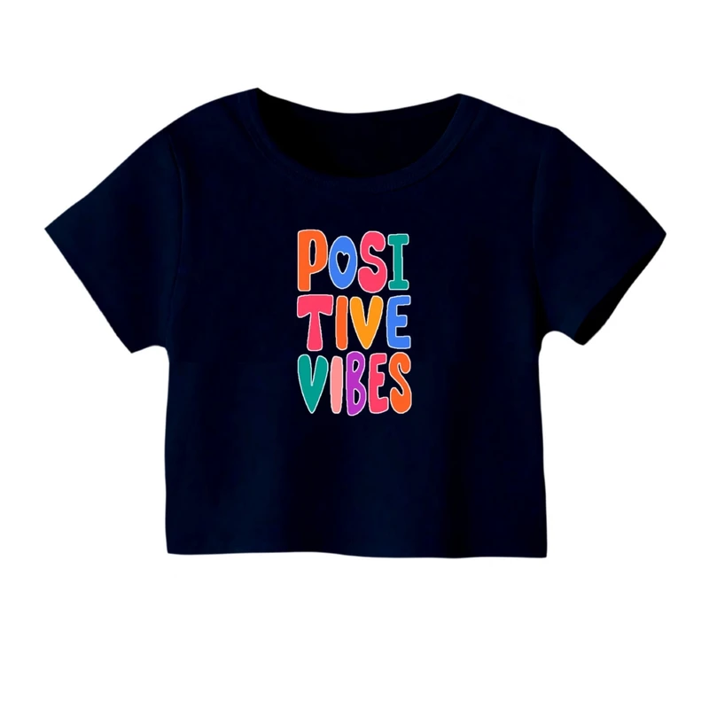 کراپ‌ تی‌شرت آستین کوتاه زنانه مدل انرژی مثبت