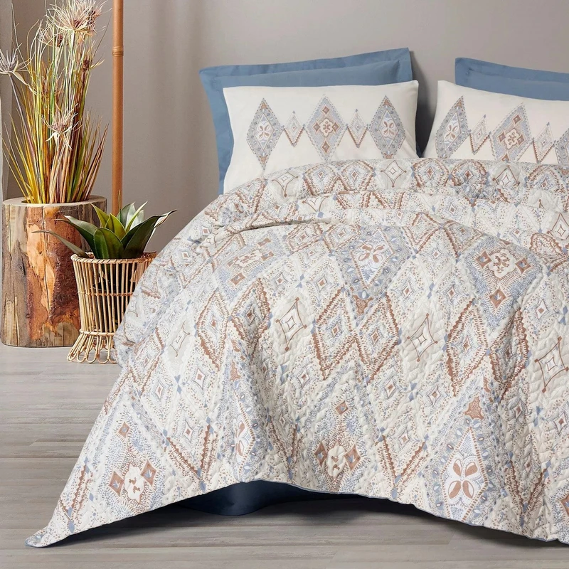 سرویس روتختی دو نفره 4 تکه کاتن باکس مدل Complete Set Bohem Zanora Indigo C.K