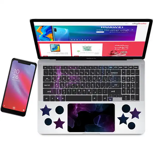 استیکر لپ تاپ راتیانا مدل fantastic marble مناسب برای لپ تاپ 15 تا 17 اینچ به همراه برچسب حروف فارسی کیبورد