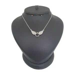 گردنبند نقره زنانه ترمه ۱ مدل بال و حلقه  کد smed 1004