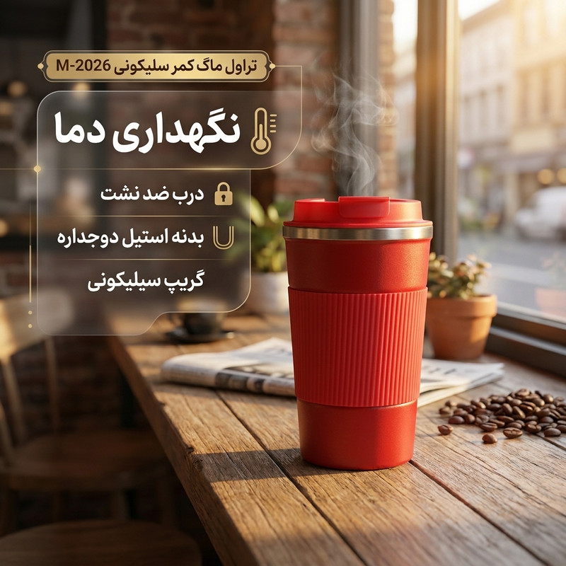 تراول ماگ مدل درجه دار با جنس استیل و گنجایش 510 میلی‌لیتر
