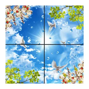 تایل سقفی آسمان مجازی طرح قطرات آب کد 0100 سایز 60x60 سانتی متر مجموعه 4 عددی