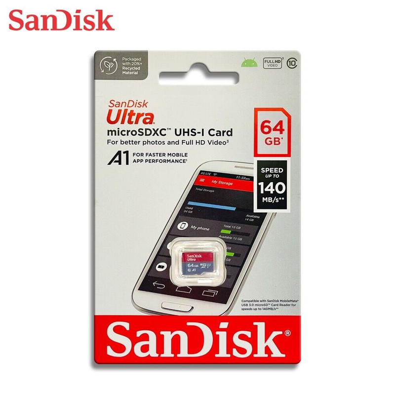کارت حافظه microSDXC مدل Ultra کلاس 10 استاندارد UHS-I A1 سرعت 140MBps ظرفیت 64گیگابایت