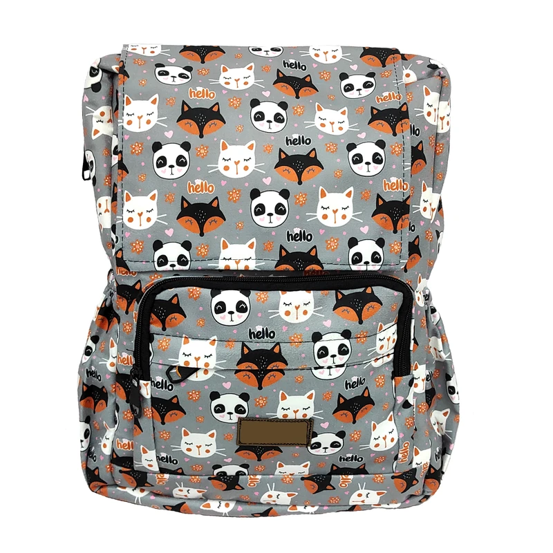 کوله پشتی مدل لبه دار طرح پاندا و روباه کد 3040