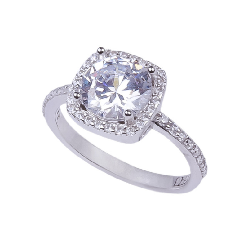 انگشتر نقره زنانه مدل تک نگین 64