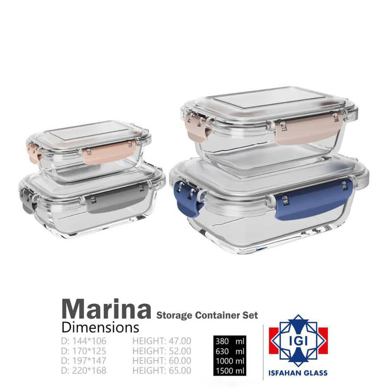 ظرف نگهدارنده شیشه و بلور اصفهان مدل مارینا مجموعه 4 عددی