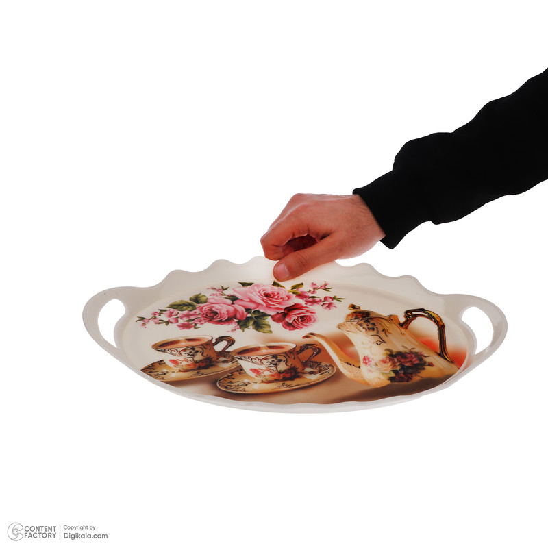 سینی مدل گل و چای کد LARGE