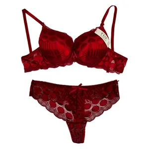 ست شورت و سوتین زنانه مدل  AK7089 رنگ زرشکی