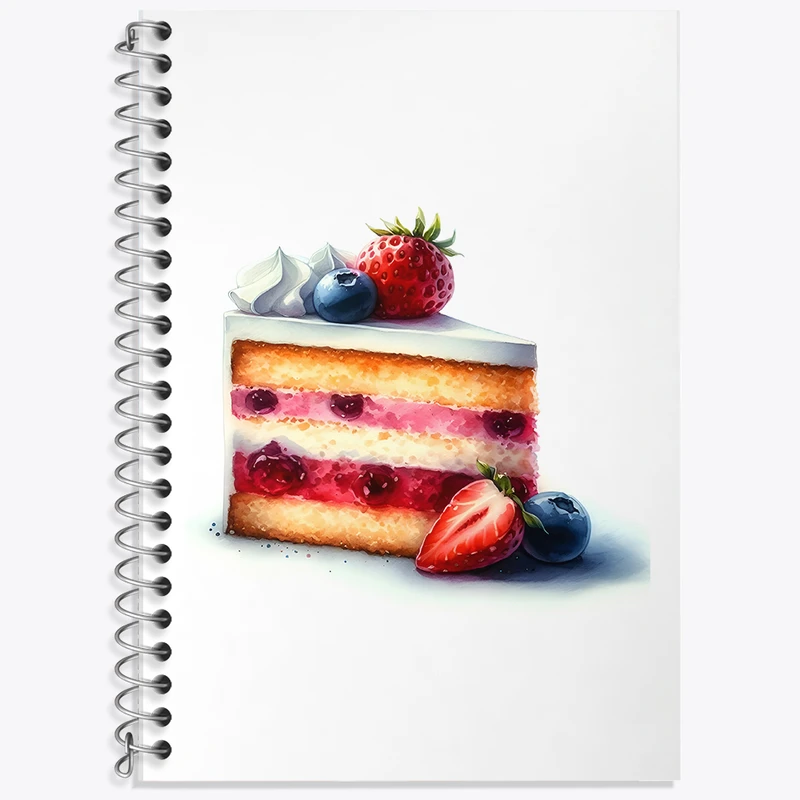 دفتر زبان 50 برگ خندالو مدل سه خط طرح کیک توت فرنگی کد F6184