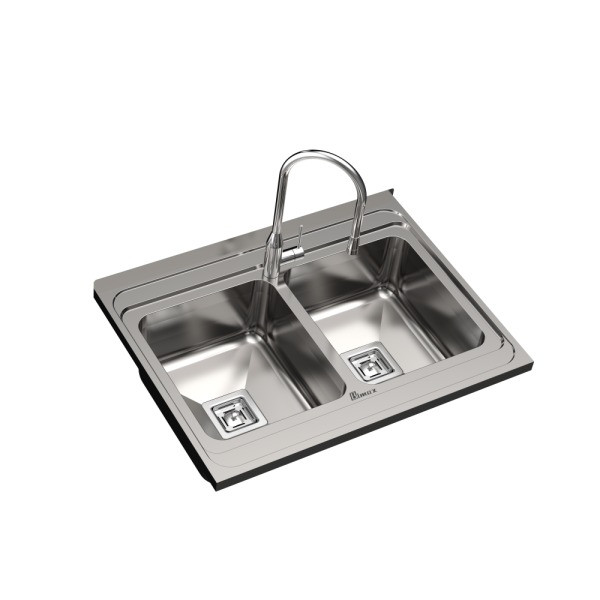 سینک ظرفشویی استیل روکار دو لگنه بیمکث مدل 935