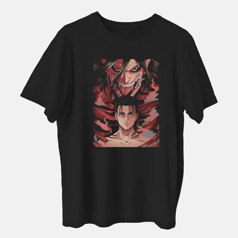 تی شرت آستین کوتاه مردانه مدل انیمه ای اتک ان تایتان