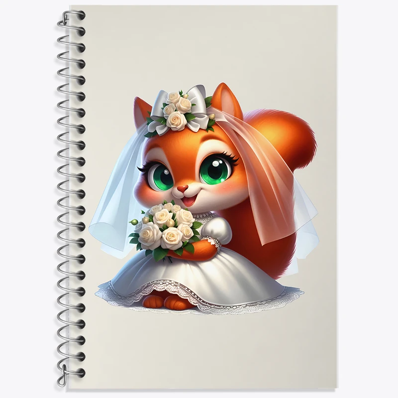 دفتر زبان 50 برگ خندالو مدل سه خط طرح سنجاب عروس کد F7697