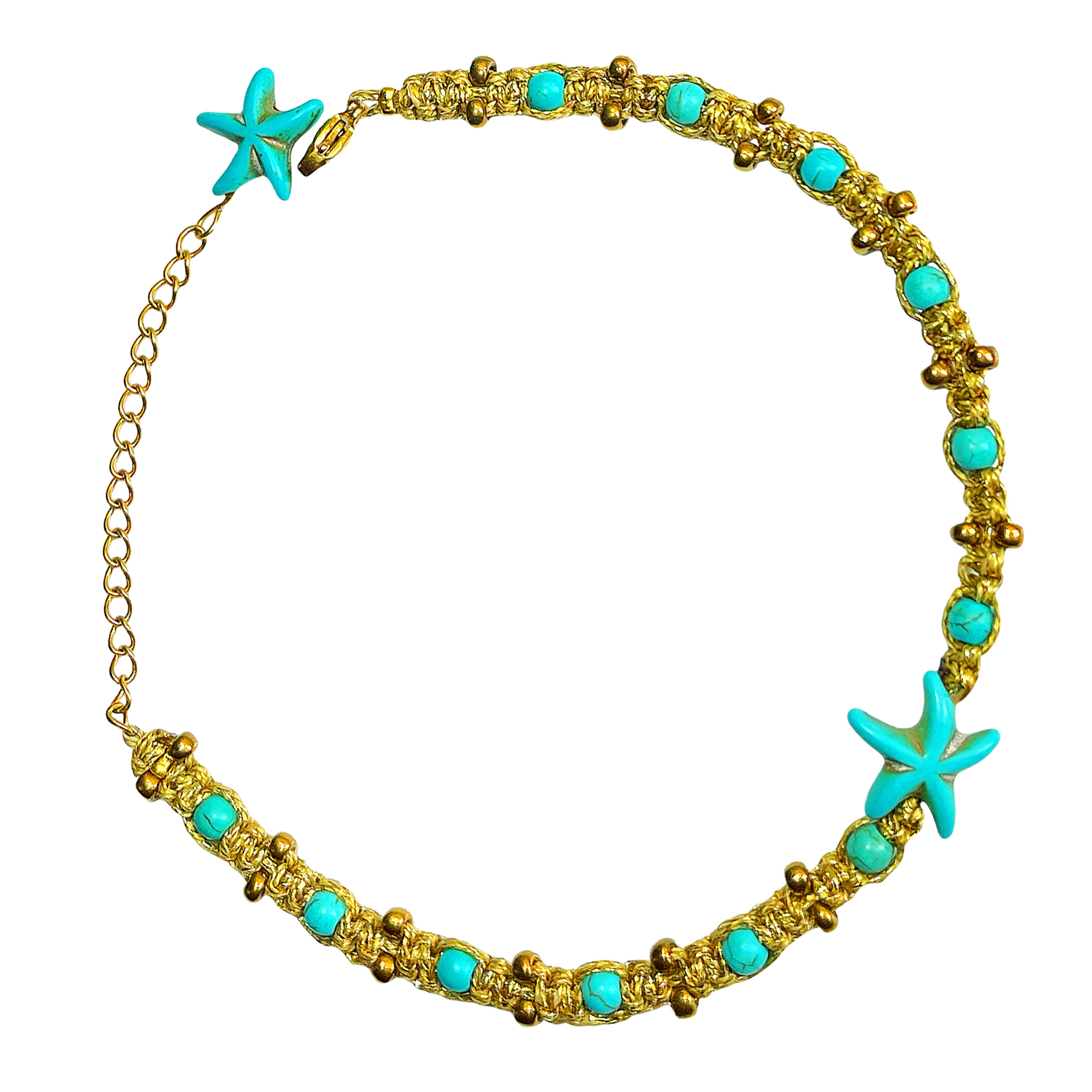 پابند زنانه دل تافته مدل ستاره دریایی فیروزه ایی کد Del_A33 پابند زنانه دل تافته مدل ستاره دریایی فیروزه ایی کد Del_A33