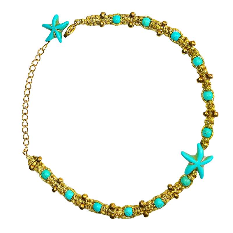 پابند زنانه دل تافته مدل ستاره دریایی فیروزه ایی کد Del_A33 پابند زنانه دل تافته مدل ستاره دریایی فیروزه ایی کد Del_A33