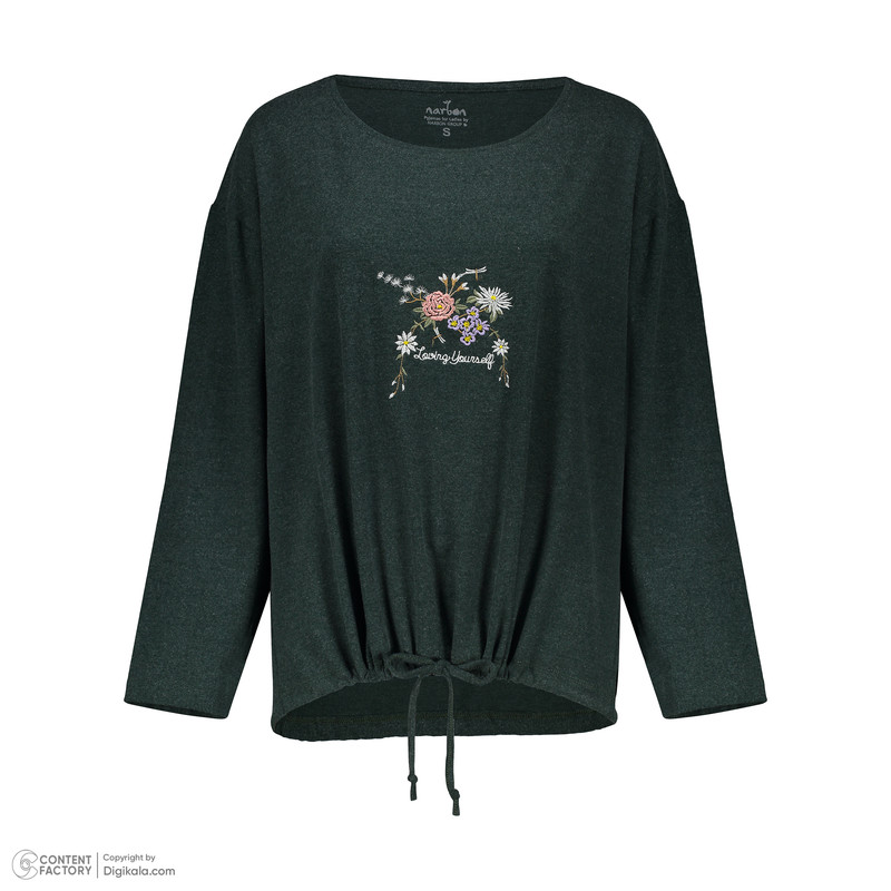 ست تی‌شرت آستین بلند و شلوار زنانه ناربن مدل 15211096 رنگ سبز تیره