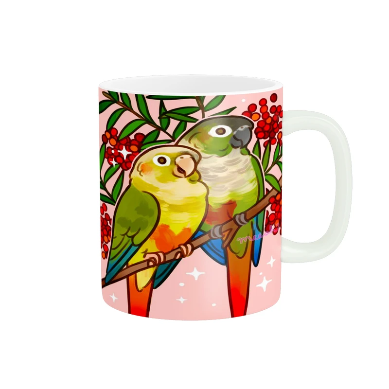 ماگ پاد آفرین مدل فانتزی طرح پرنده طوطی خوش رنگ کد p11191