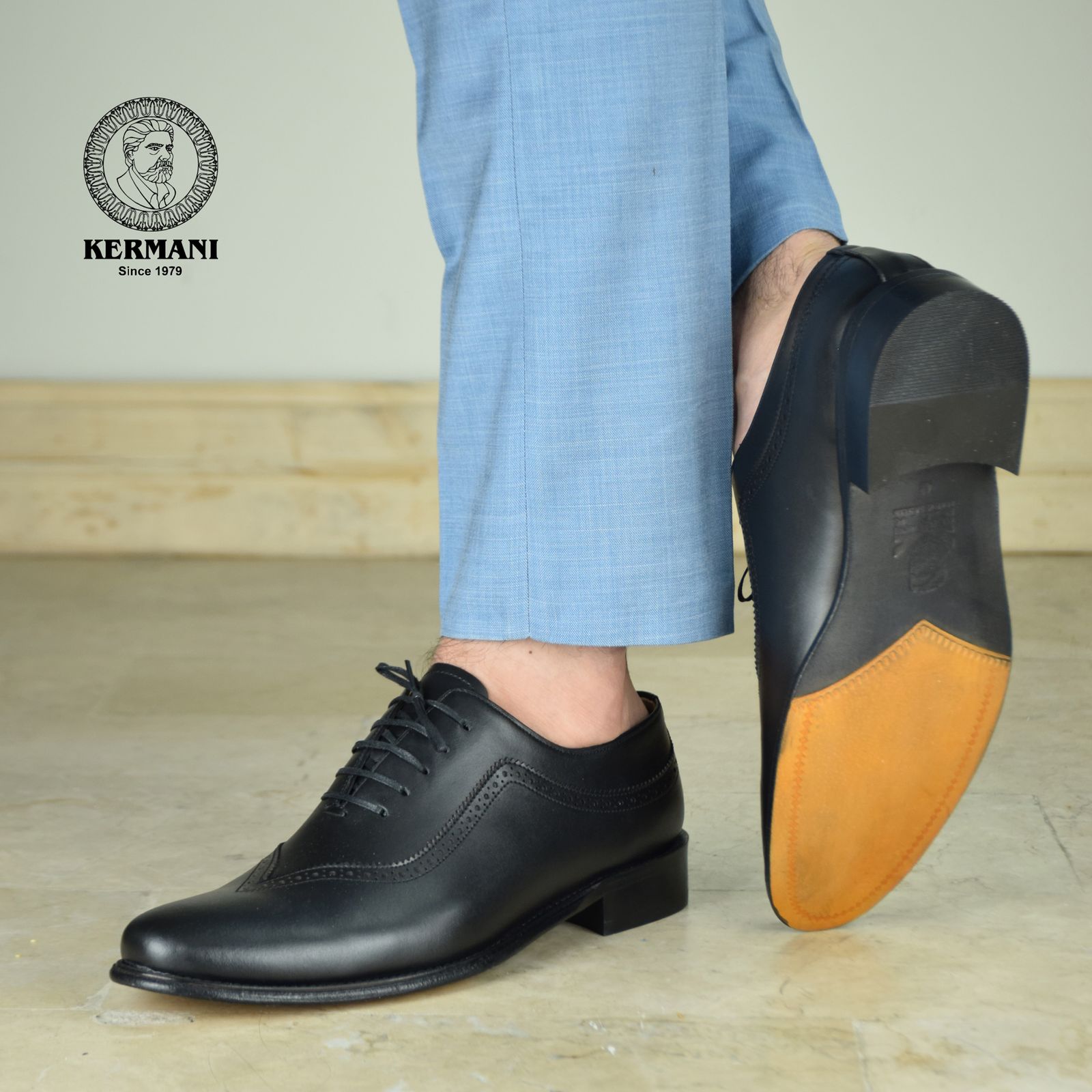 کفش مردانه کرمانی مدل تمام چرم دستدوز طبیعی کد 1072 رنگ مشکی -  - 3