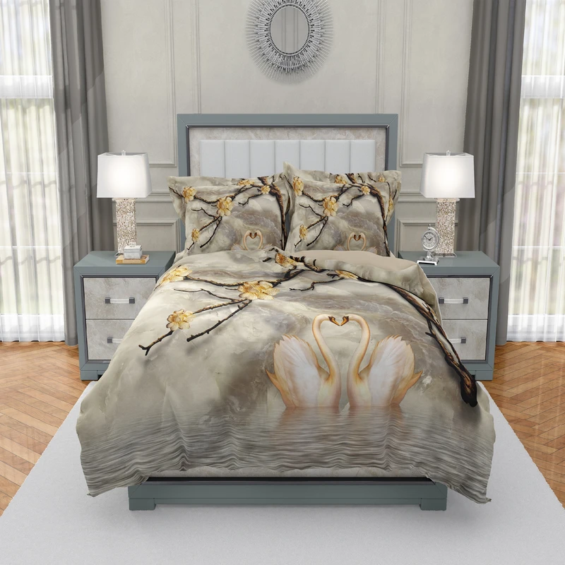 سرویس روتختی مدل قوهای سفید دو نفره 6 تکه