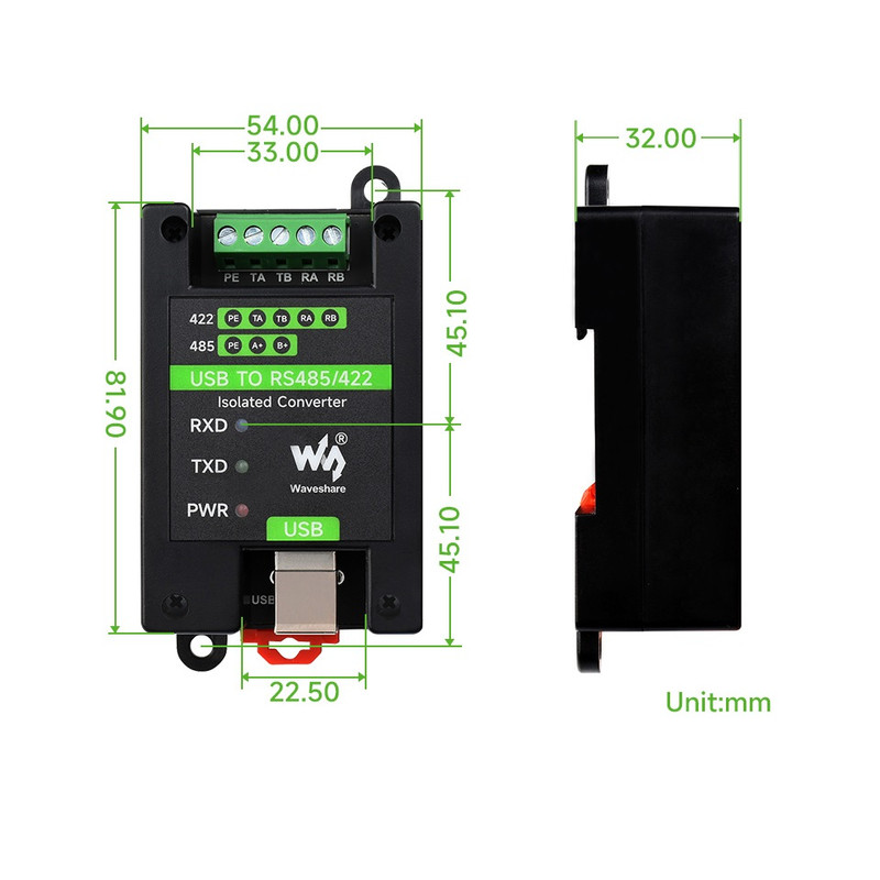مبدل صنعتی USB به سریال ویوشیر مدل USB TO RS485/422