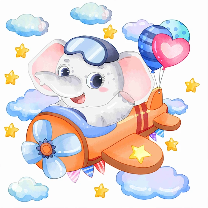 استیکر دیواری کودک راتیانا مدل pilot elephent
