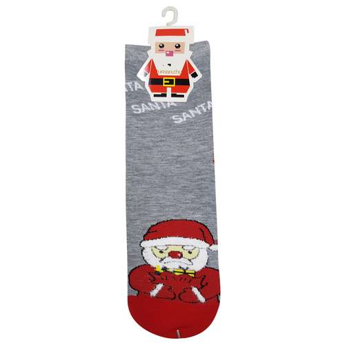 جوراب زنانه مدل بابا نوئل کد 4075 رنگ طوسی