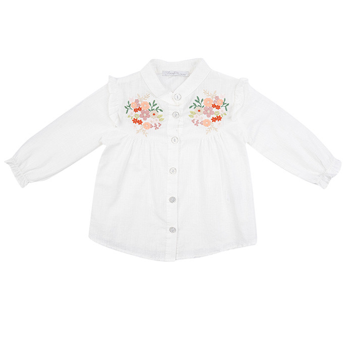 شومیز آستین بلند یقه ایستاده دخترانه فیورلا مدل گلدوزی کد 25054