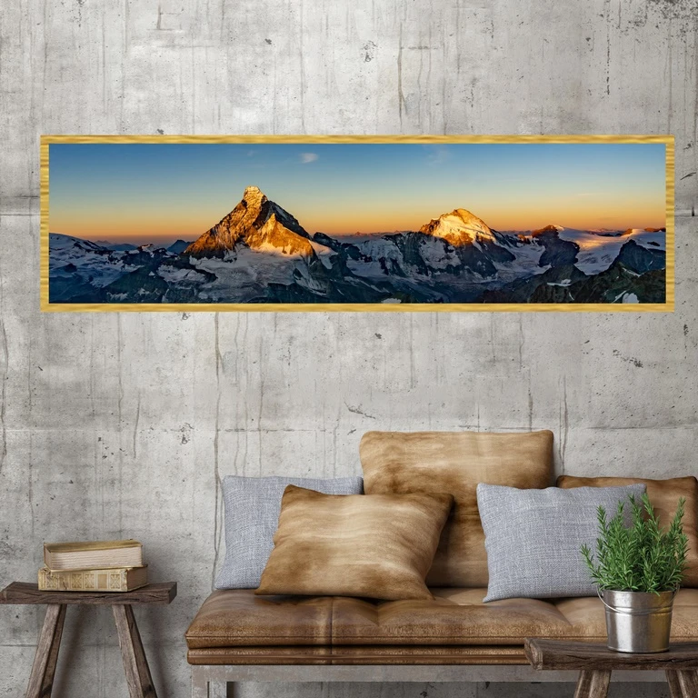 تابلو بکلیت طرح منظره کوهستان و طلوع آفتاب مدل کشیده T-7670