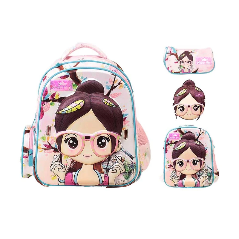 کوله پشتی گلسی برد مدل طرح GB2363 چهار تیکه به همراه کیف ظرف غذا و جامدادی و نقاب