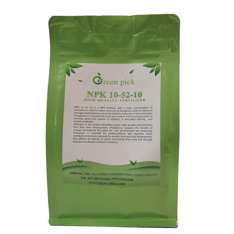 کود کامل فسفر بالا گرین پیک مدل NPK 10-52-10 وزن یک کیلوگرم کود کامل فسفر بالا گرین پیک مدل NPK 10-52-10 وزن یک کیلوگرم
