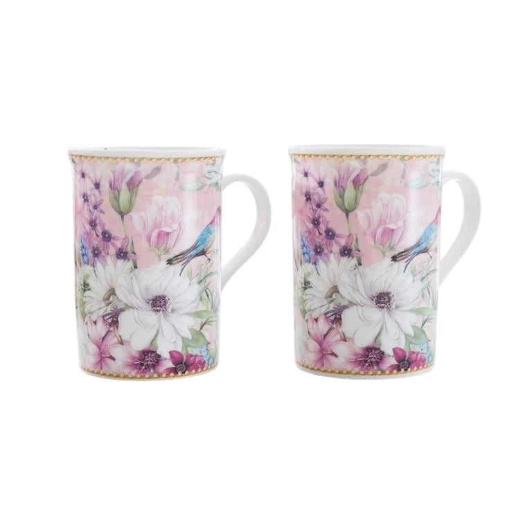 ماگ انگلیش هوم طرح گل مدل Flower Bird بسته 2 عددی