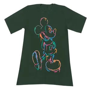 تی شرت لانگ زنانه مدل میکی موس رنگ سبز