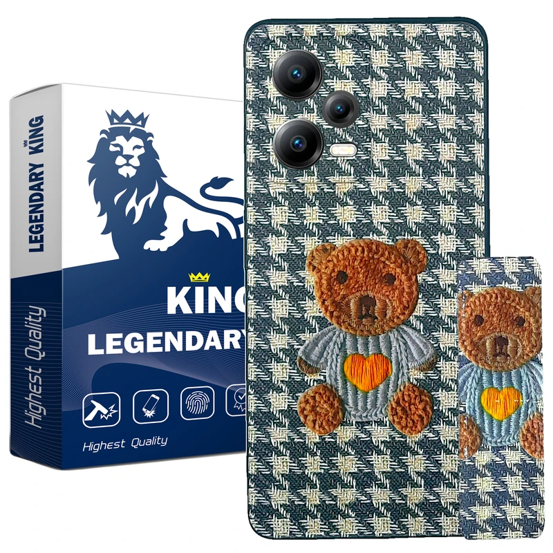   کاور لاین کینگ طرح خرس 3D مناسب برای گوشی موبایل شیائومی Redmi Note 12 / Poco X5 به همراه پایه نگهدارنده